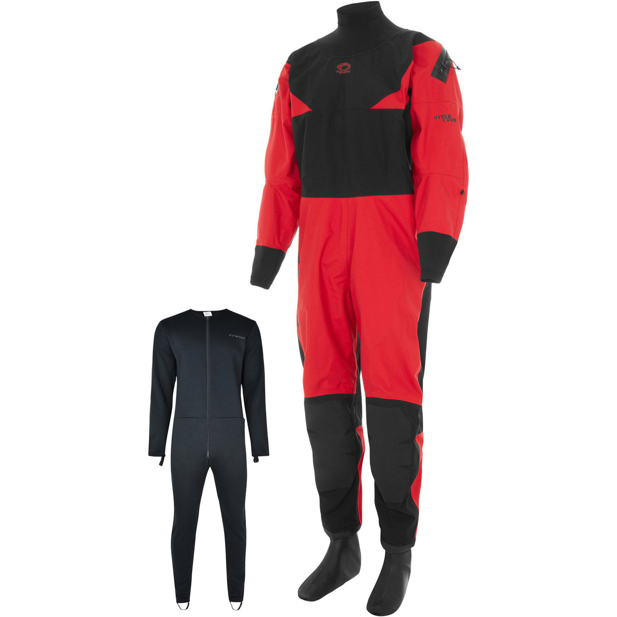 2024 Typhoon Hypercurve 4 Back Zip Drysuit & Underfleece 100179 Red